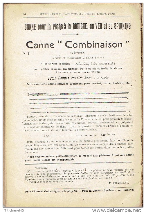 Rare catalogue-guide 1908 WYERS Frères à PARIS Fabricants de matériel et articles de pêche