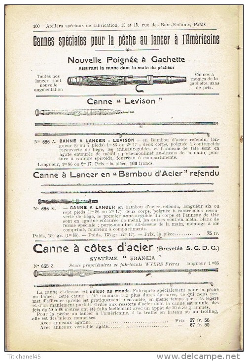 Rare catalogue-guide 1908 WYERS Frères à PARIS Fabricants de matériel et articles de pêche