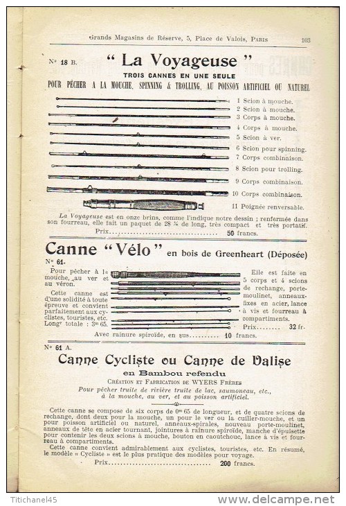 Rare catalogue-guide 1908 WYERS Frères à PARIS Fabricants de matériel et articles de pêche