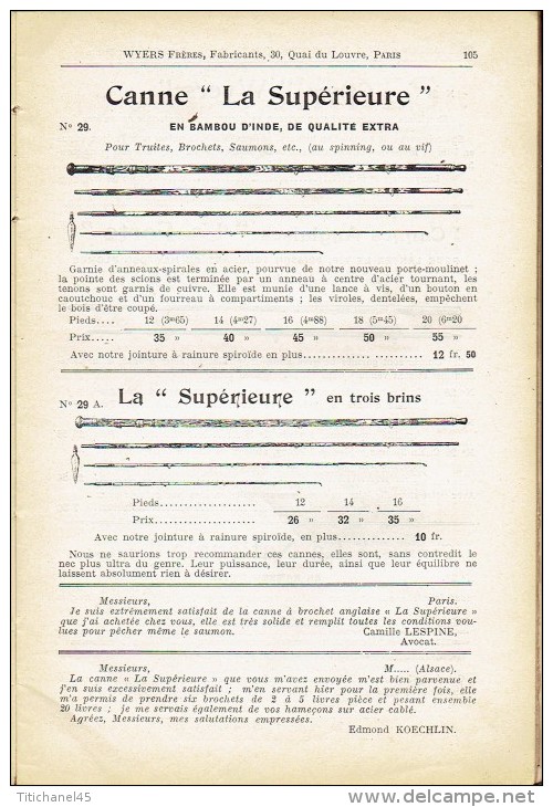 Rare catalogue-guide 1908 WYERS Frères à PARIS Fabricants de matériel et articles de pêche