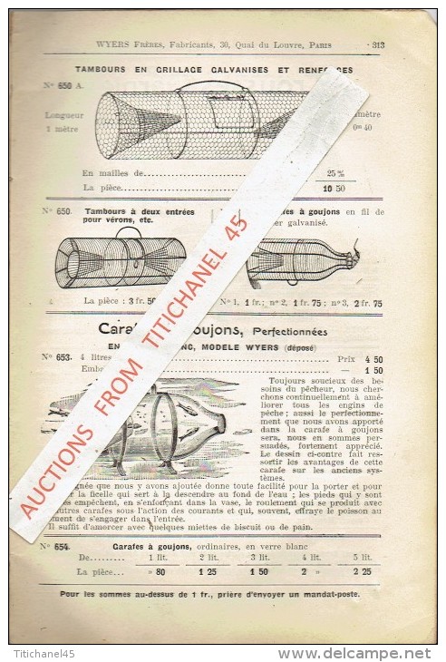 Rare catalogue-guide 1908 WYERS Frères à PARIS Fabricants de matériel et articles de pêche