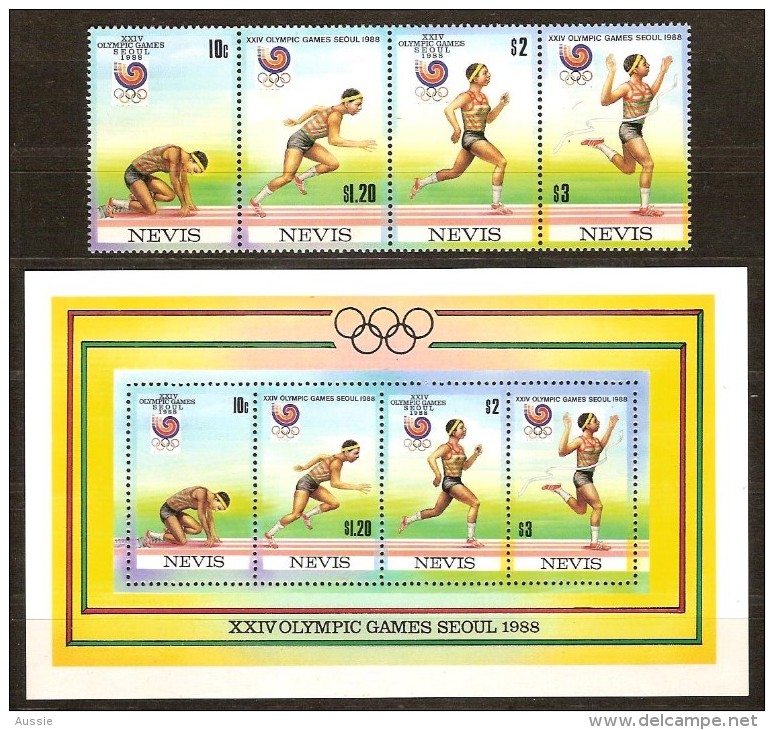Nevis 1988 Yvertn° 494 A-D Et Bloc 21 *** MNH Cote 14 Euro Sport - St.Kitts-et-Nevis ( 1983-...)
