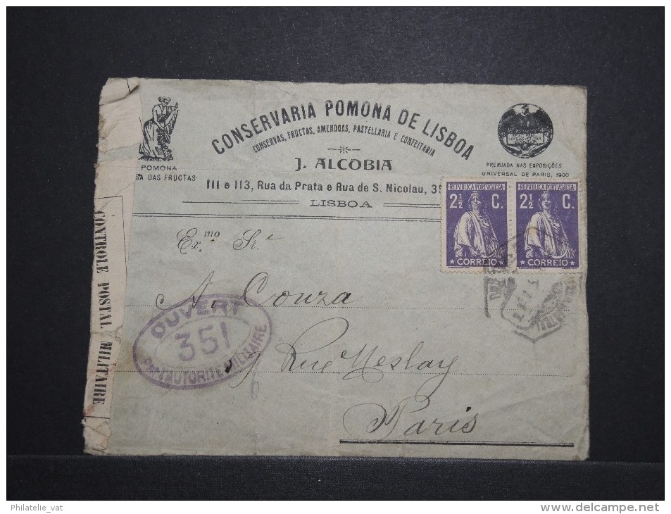 PORTUGAL - Enveloppe ( Avec Plis) Pour Paris Avec Controle Postal Militaire - A Voir - Lot P14529 - Lettres & Documents