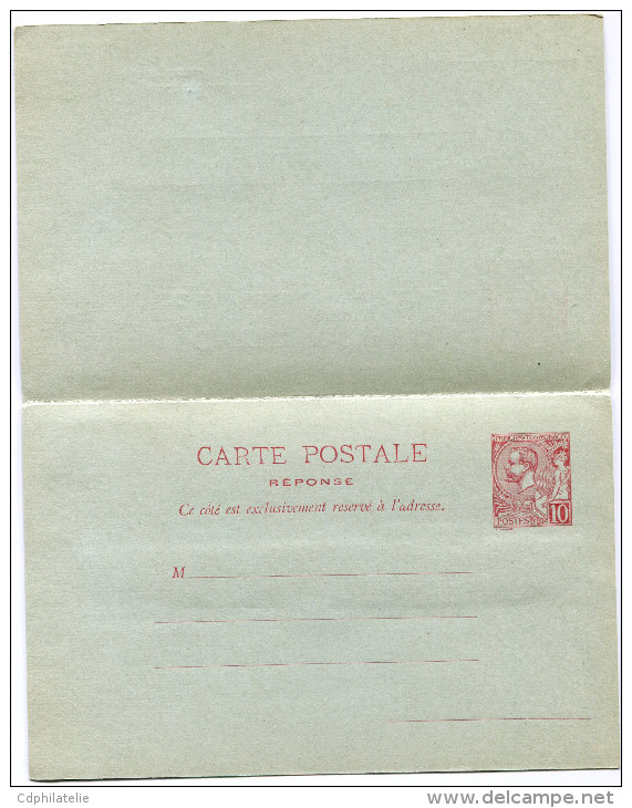 MONACO ENTIER PRINCE ALBERT 1er 10 C. ROUGE (VERDATRE) AVEC REPONSE PAYEE - Entiers Postaux