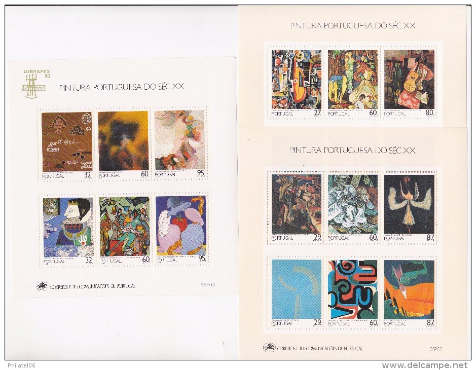 3 BLOCS   MNH**  PORTUGAL  PEINTURE  TABLEAUX - Collections (en Albums)