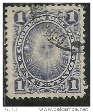 PERU´ 1886 1895 SUN GOD OF THE INCAS DIO SOLE CENT. 1 USATO USED OBLITERE´ - Peru