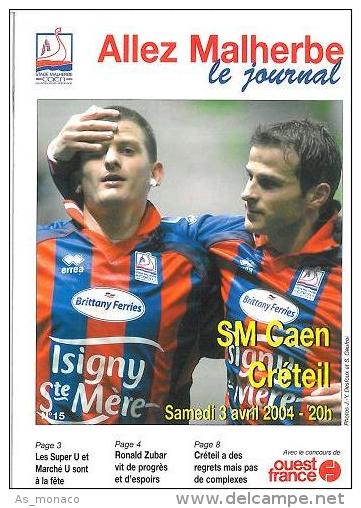 Programme Football : 2003/4 Caen â€“ Creteil Paris - Livres