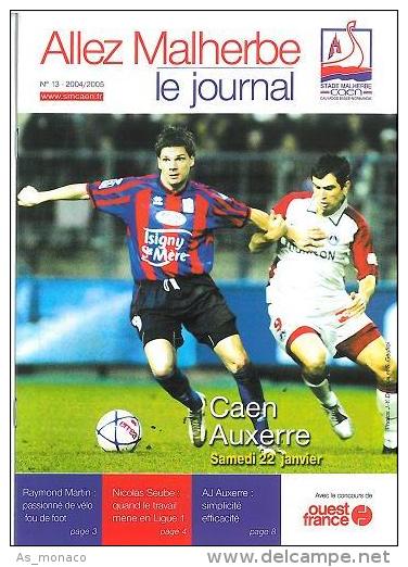 Programme Football : 2004/5 Caen â€“ Auxerre - Libros