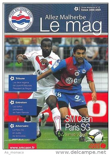 Programme Football : 2008/9 Caen â€“ PSG Paris Saint Germain - Books