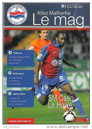 Programme Football : 2008/9 Caen â€“ HAC Le Havre - Libros
