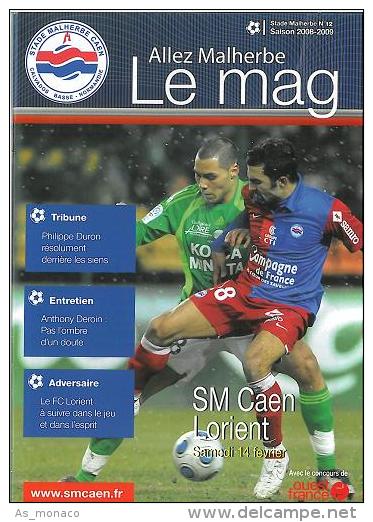 Programme Football : 2008/9 Caen â€“ Lorient - Books