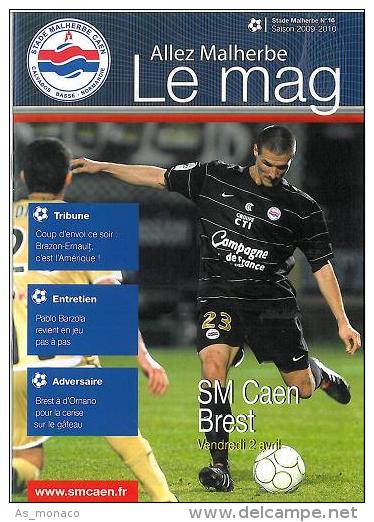 Programme Football : 2009/0 Caen â€“ Stade Brest - Books