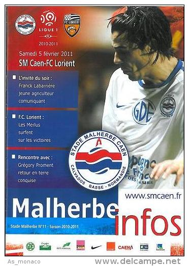 Programme Football : 2010/1 Caen â€“ Lorient - Libros