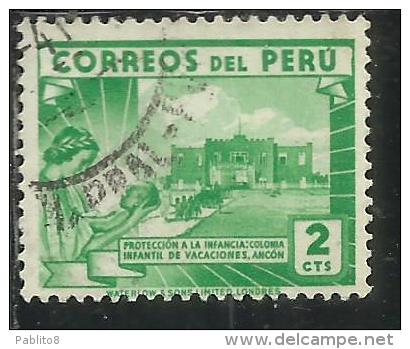 PERU' 1945 1947 Children’s Holiday CENTER ANCON CENT. 2c USATO USED OBLITERE' - Peru