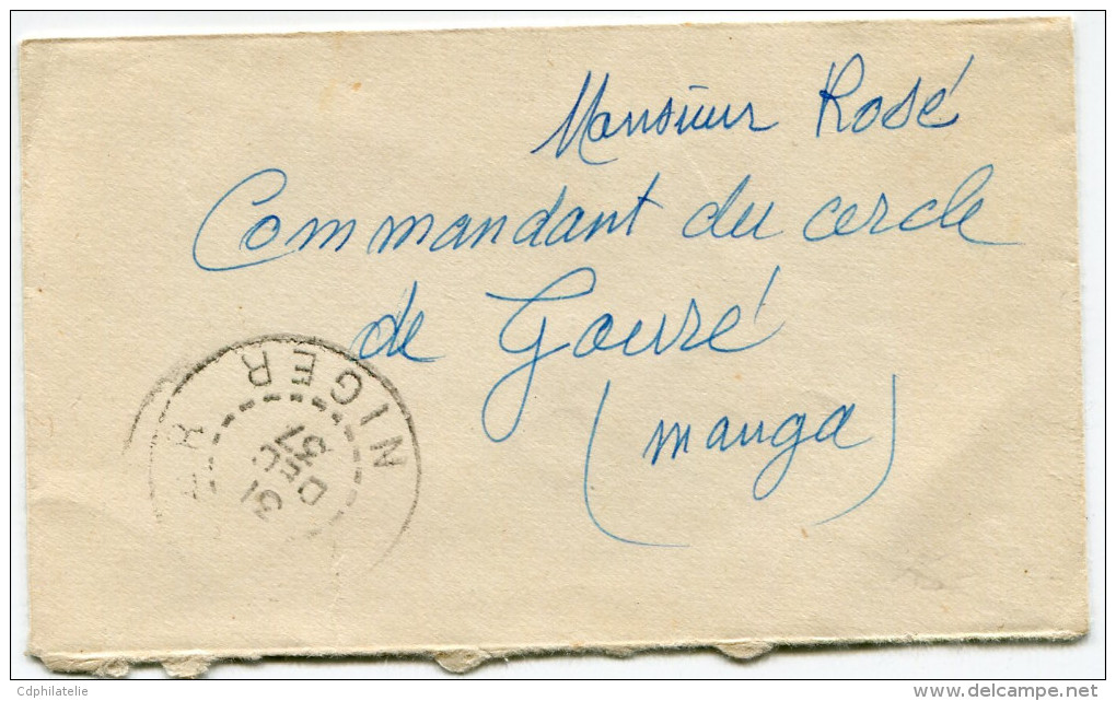 NIGER LETTRE DEPART ZINDER 31 DEC 37 NIGER POUR LE NIGER - Lettres & Documents