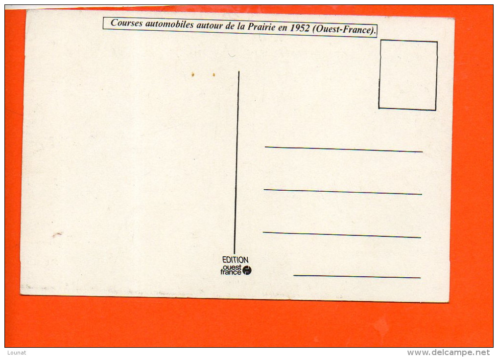 Courses Automobiles Autour De La Prairie En 1952 (ouest France )   (non écrite Et Non Oblitérée) - Autres & Non Classés