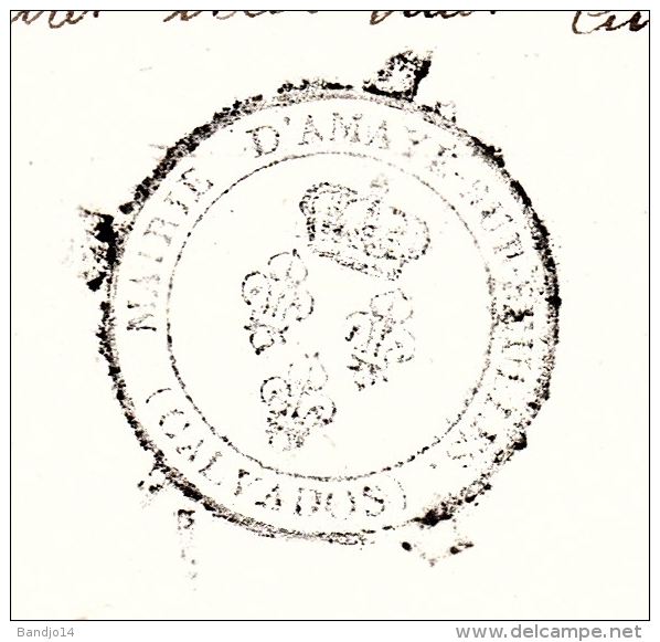 Calvados - Amayé Sur Seulles - 1818 -Attestation D'exsitence  De Marie Françoise L'Hoste- Beau Cachet De Mairie - Unclassified