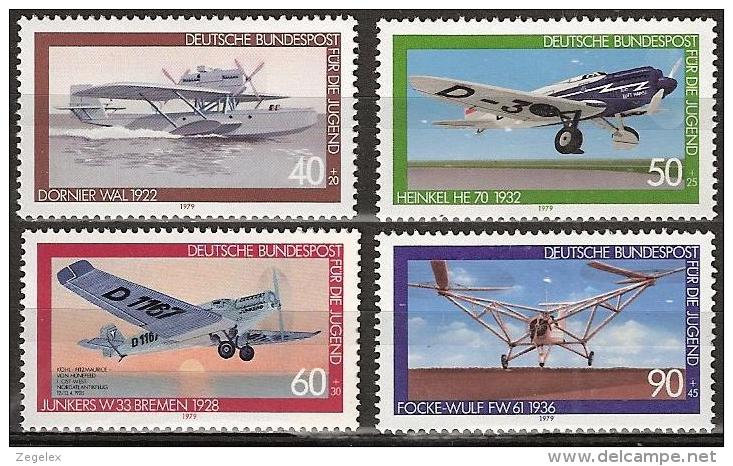 Bundespost 1979 Luftfahrt, Vliegtuigen, Dornier, Heinkel Airplanes.Mi.1005-1008 MNH/**/Postfrisch - Ongebruikt