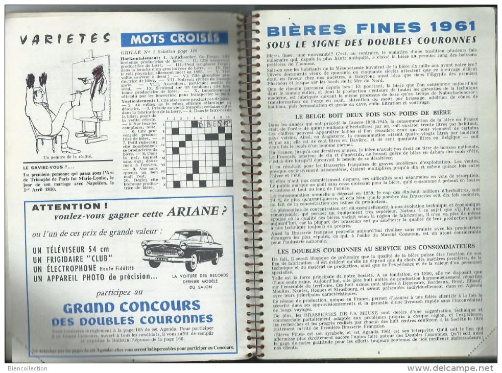 Agenda 1961 Bières Fines Des Brasseries De La Meuse. - Alcools