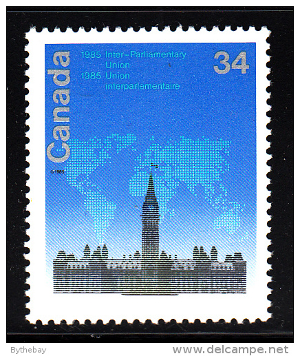 Canada MNH Scott #1061i 34c Stylized Map Over Parliament - Inter-Parliamentary Union Conference HF/DF - Ongebruikt