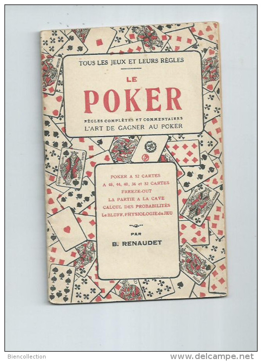 Le Poker.Petit Livret Sur Les Règles De Ce Jeu De Cartes. - Juegos De Sociedad