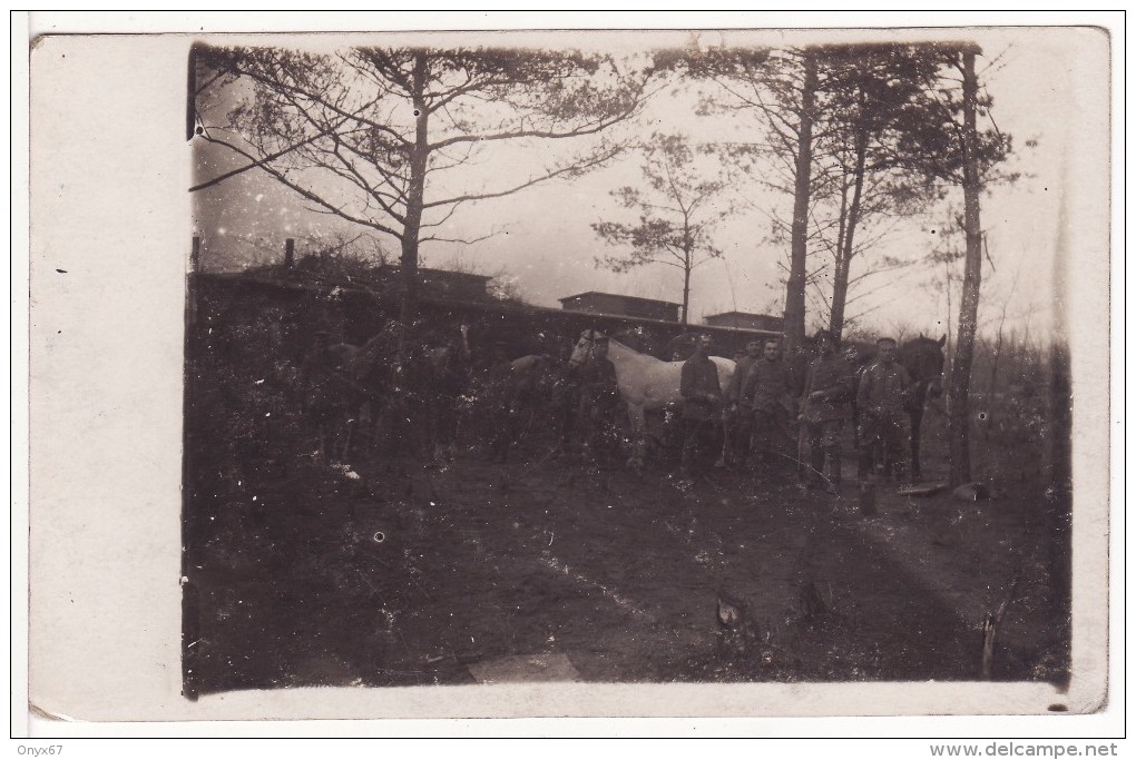 Carte Postale Photo Militaire Allemand SISSONNE (Aisne) Soldats Avec Chevaux CHEVAL-ANIMAUX - Sissonne