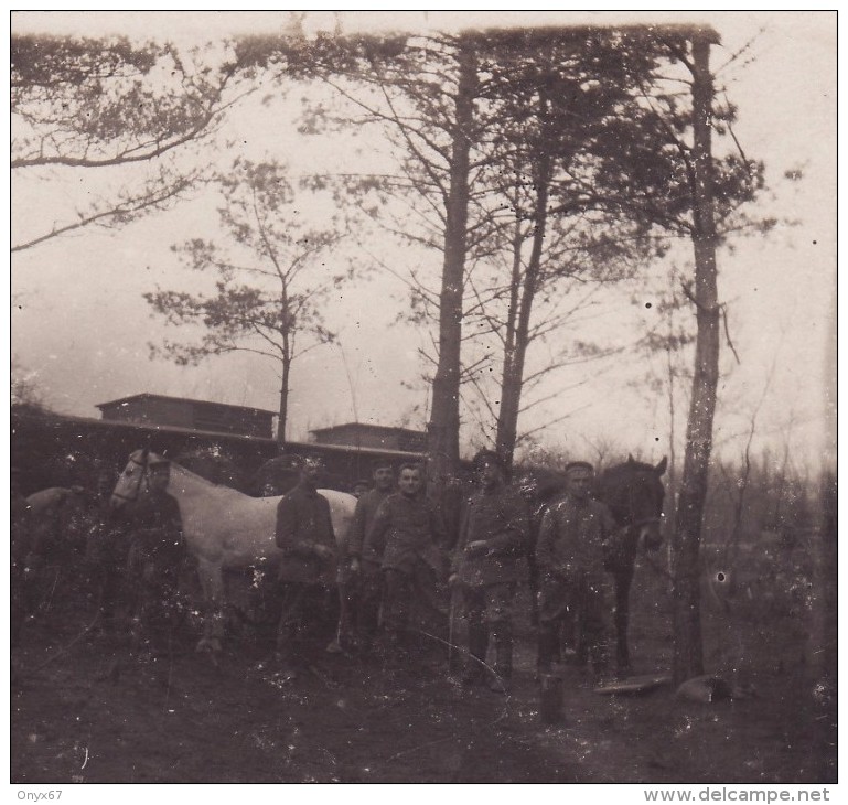 Carte Postale Photo Militaire Allemand SISSONNE (Aisne) Soldats Avec Chevaux CHEVAL-ANIMAUX - Sissonne