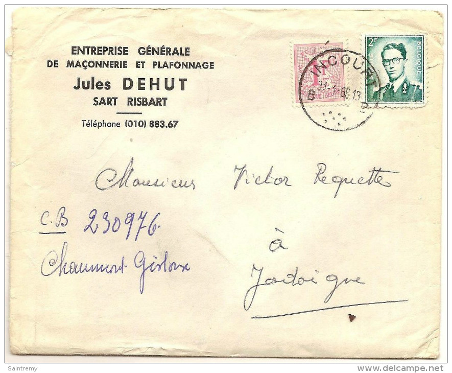 Lettre D'Incourt (Sart Risbart) Vers Jodoigne 31/1/65 (Ja 23) - 1953-1972 Brillen