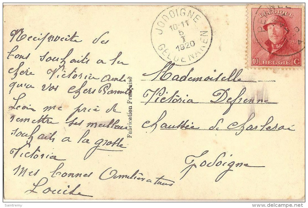 Carte Postale De Perwez Vers Jodoigne 4 Janvier 1920 (Ja34) - 1919-1920 Trench Helmet