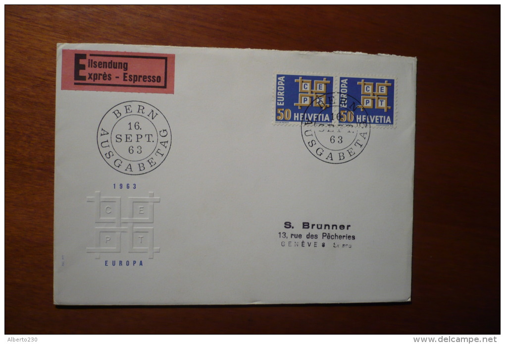 8647 SWITZERLAND - COVER - EXPRES - 16-9-1963 - AUSGABETAG - EUROPA CEPT - Storia Postale