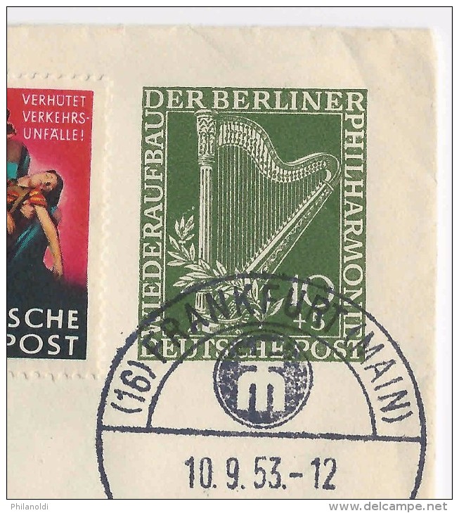 Allemagne, Privater Umschlag Ganzsache Wiederaufbau Berliner Philarmonie, Bayreuth Teater + 10 Briefmarken - Private Covers - Used