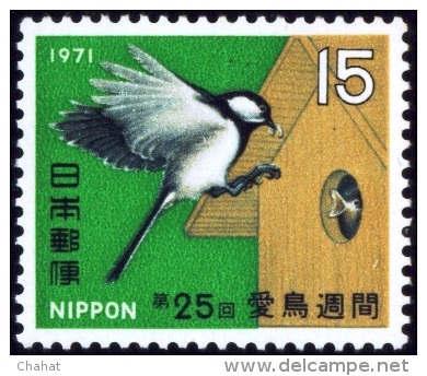 BIRDS- JAPANESE TIT- BIRD WEEK-JAPAN-1971-MNH-B6-800 - Specht- & Bartvögel
