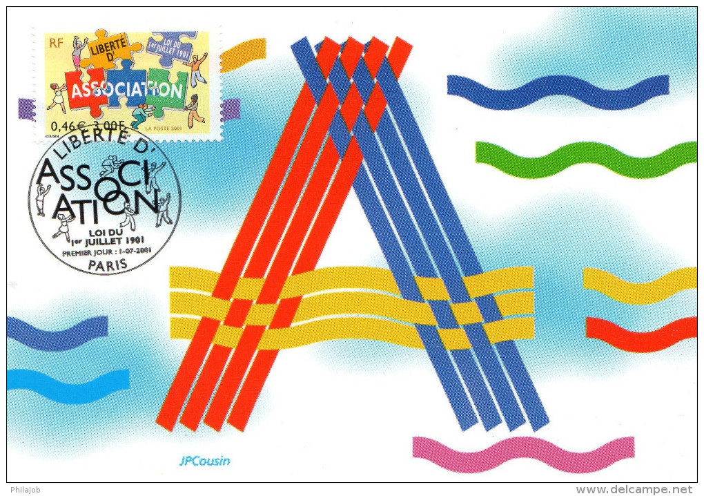 Carte Maximum De 2001 " 100 ANS DE LA LOI SUR LA LIBERTE D´ASSOCIATION " N° YT 3404.. Parfait état. CM - 2000-2009
