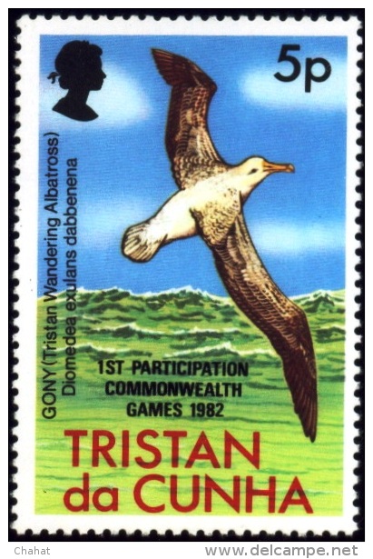 BIRDS-WANDERING ALBATROSS-OVPT-TRISTAN DA CUNHA-1982-SCARCE-MNH-B6-892 - Albatros & Stormvogels