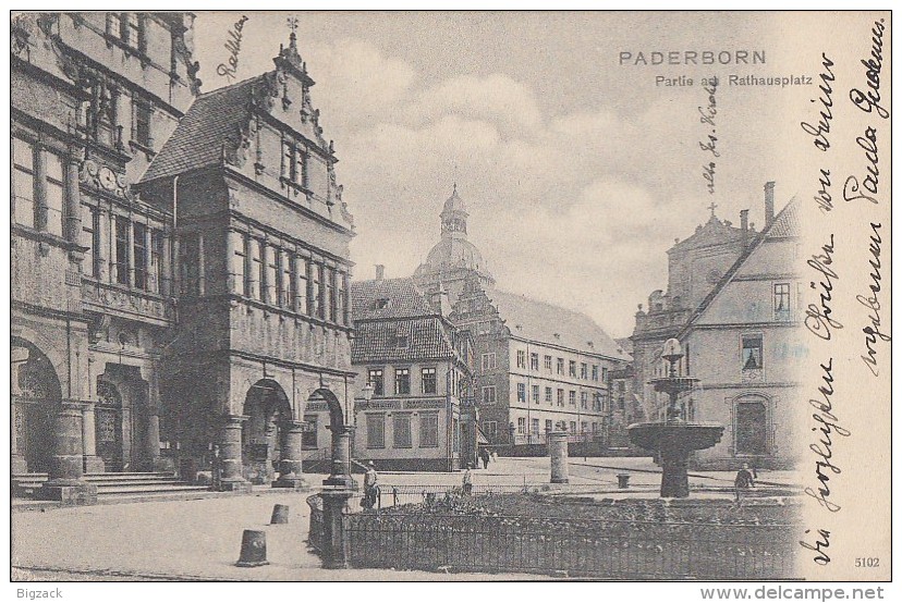 AK Paderborn Partie Am Rathausplatz Gel. 4.2.04 Bpst. Holzminden-Aachen - Paderborn