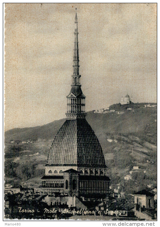 TORINO  MOLE  ANTONELLIANA  E  SUPERGA     2 SCAN  (VIAGGIATA) - Mole Antonelliana