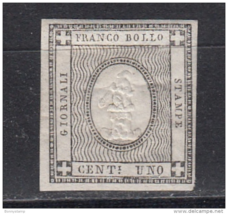 Regno Di Sardegna, 1861 - 1 Cent Per Le Stampe, 19a Nero - MNH* - Sardegna