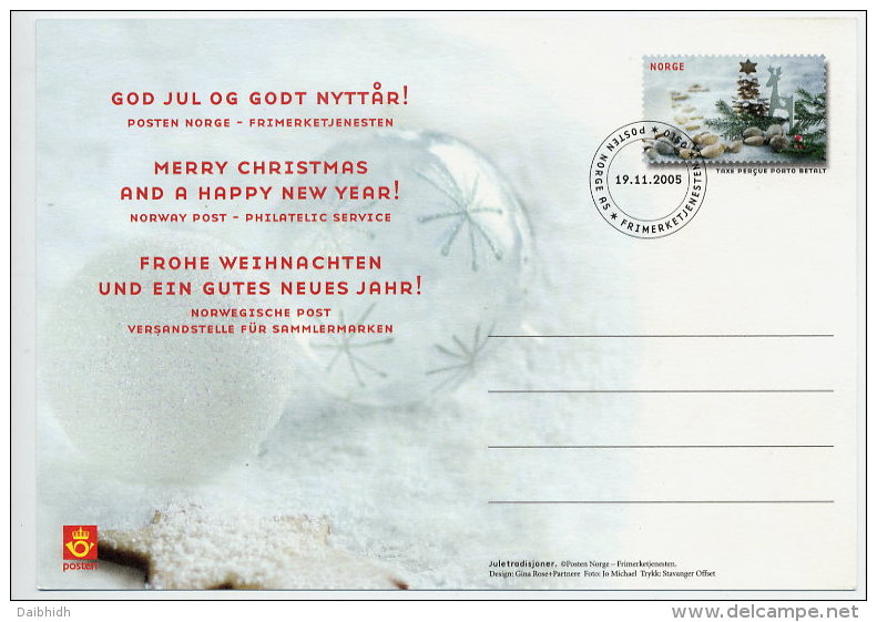NORWAY 2005 Christmas Postal Stationery Card, Cancelled. - Enteros Postales