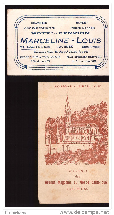 Carte Commerciale Hotel  MARCELINE-LOUIS (Lourdes, Hautes Pyrénées) + Image Magasin Du Monde Cath (lourdes) (PPP1920) - Sport & Tourismus