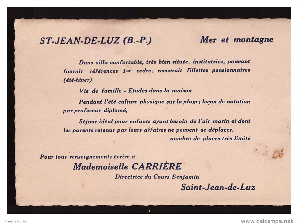 Carte Commerciale COURS BENJAMIN (saint Jean De Luz) (PPP1917) - Sport & Tourismus