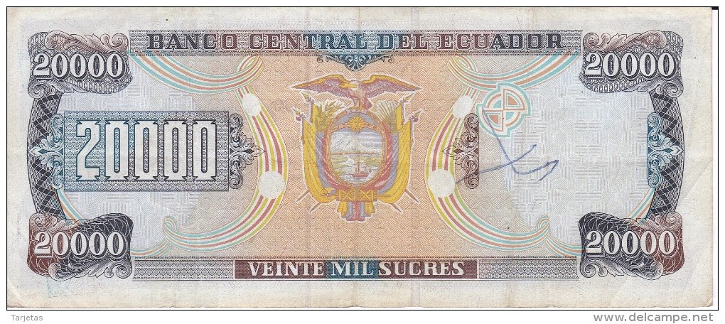 BILLETE DE ECUADOR DE 20000 SUCRES DEL 2 DE JUNIO DEL AÑO 1997 (BANKNOTE) - Ecuador