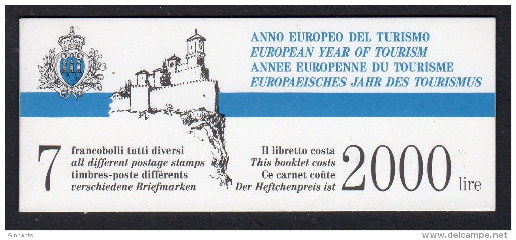 SAN MARINO - 1990 EUROPEAN TOURISM BOOKLET COMPLETE FINE MNH ** SG SB2 - Other & Unclassified