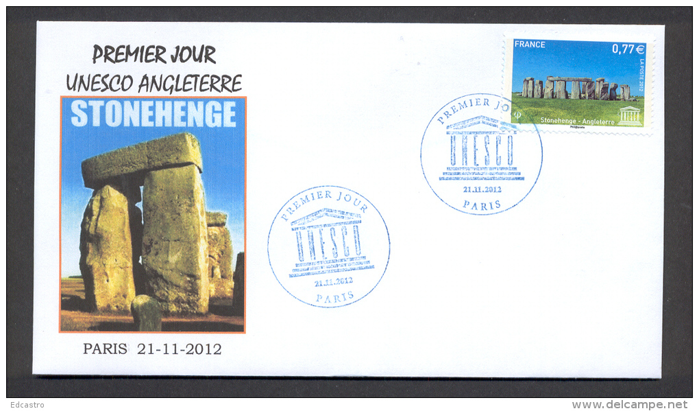 6.- 006 FRANCE 2012. SPECIAL POSTMARK. ARCHEOLOGY. STONEHENGE. ENGLAND.  UNESCO - Archéologie