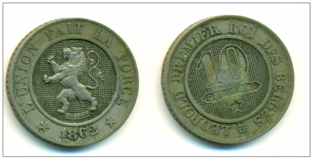 1862 Belgium 10 Centimes Coin - 10 Centimes