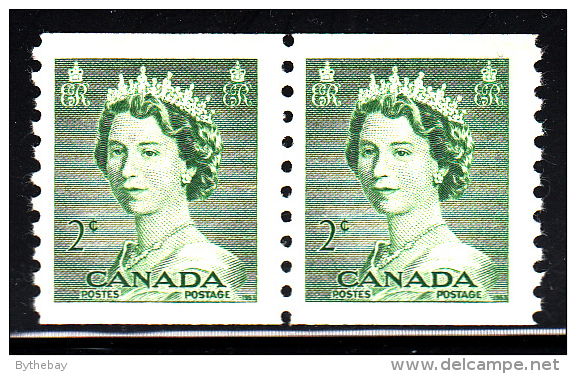 Canada MH Scott #331 2c Queen Elizabeth II, Karsh Portrait Coil Pair - Coil Stamps