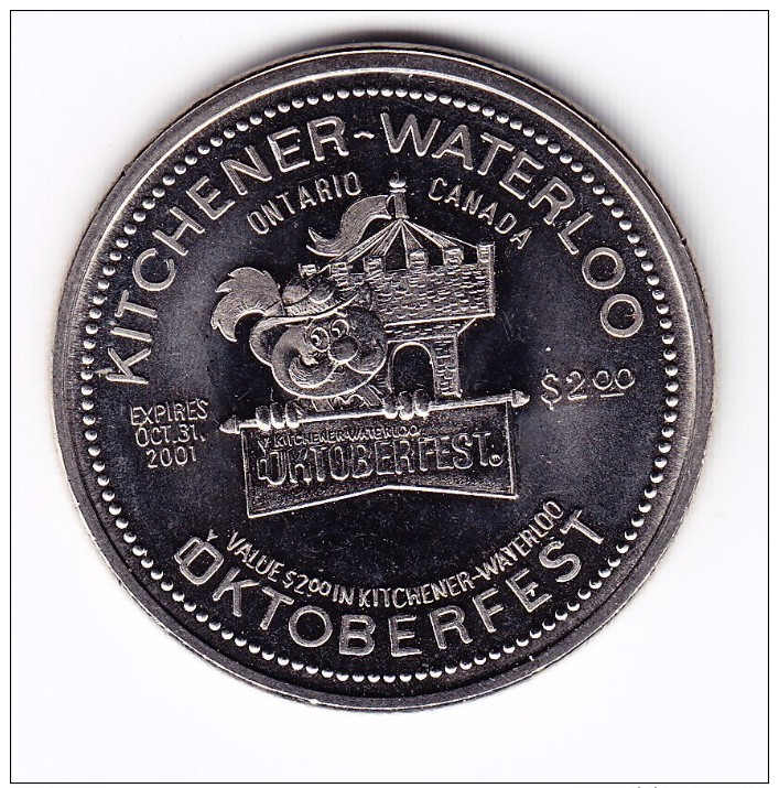 2001 Kitchener-Waterloo Oktoberfest $2 Token - Canada