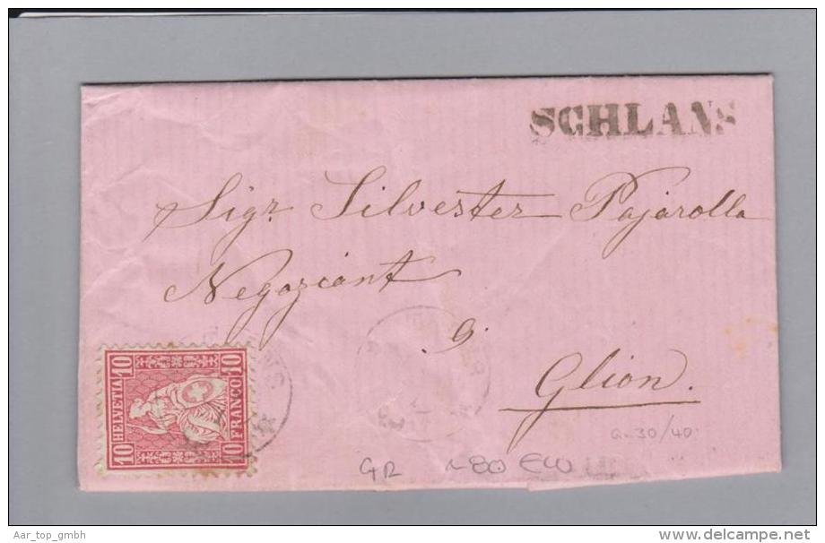 Heimat GR Schlans 1871-02-16 Sitzende Helvetia Brief Nach Glion - Lettres & Documents