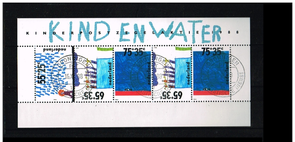 1988 - Netherlands NVPH 1418 Used - Child Series - Child And Water (block) [A56_078] - Used Stamps