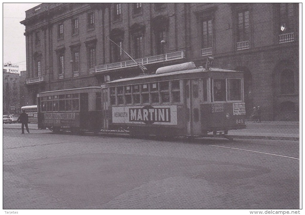 Nº4039 POSTAL DE UN TRANVIA DE BARCELONA EN PASSEIG ISABEL II AÑO 1967 (MARTINI) (TREN-TRAIN-ZUG) AMICS DEL FERROCARRIL - Tranvía