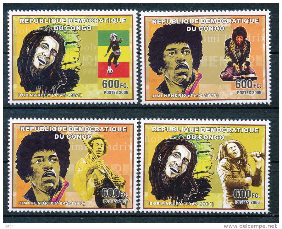 D- RD CONGO 2006 - Célébrités Du Monde - Les Grands Jazzman, Jimmi Hendrix Et Bob Marley. - Music